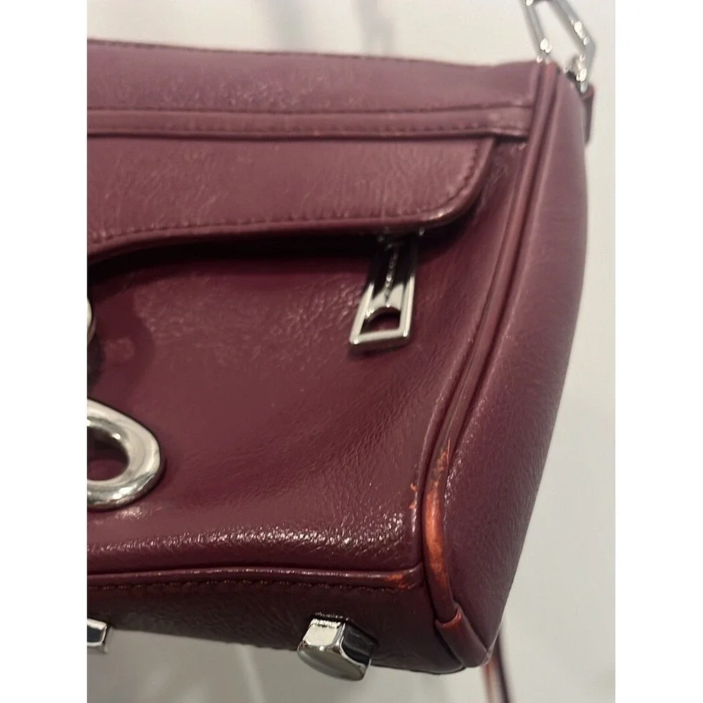 Rebecca Minkoff Crossbody Purse Leather Silver‎ Hardware Burgundy Color Bag